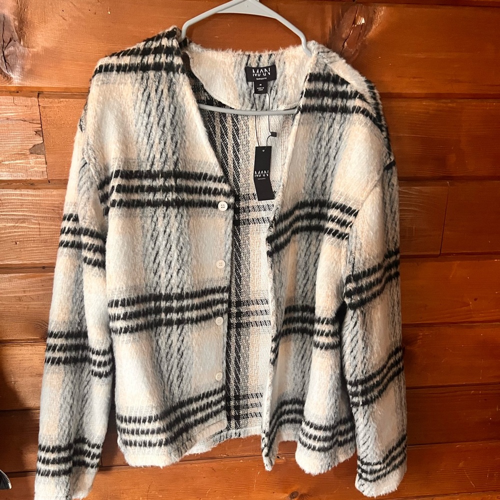 Plaid Button-Up Cardigan